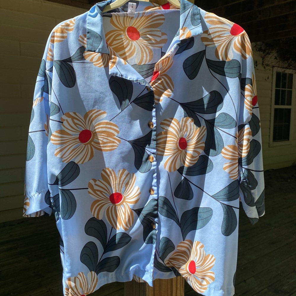 Button Up Dad Shirt 70’s Print